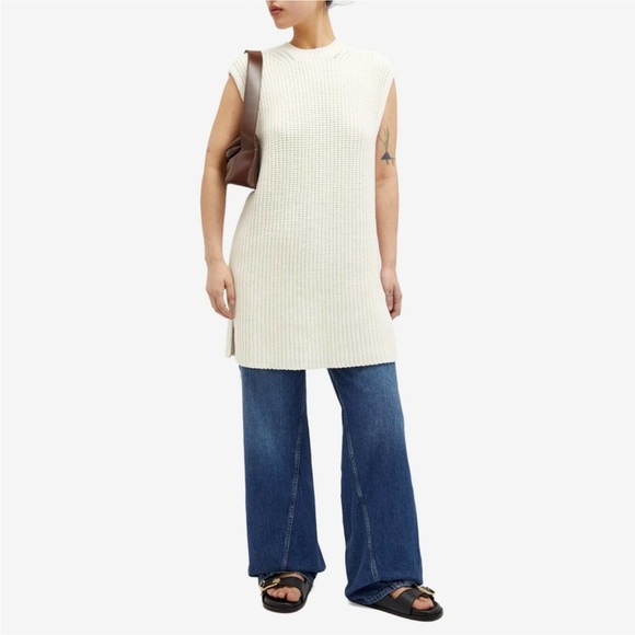 Anine Bing Oliver Knit Sweater Size XS Ivory Sleeveless Tunic Split Hem - Picture 1 of 8